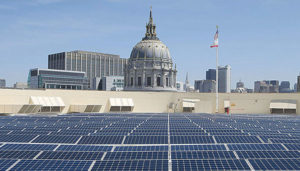 commercial solar array overlooking the state capital