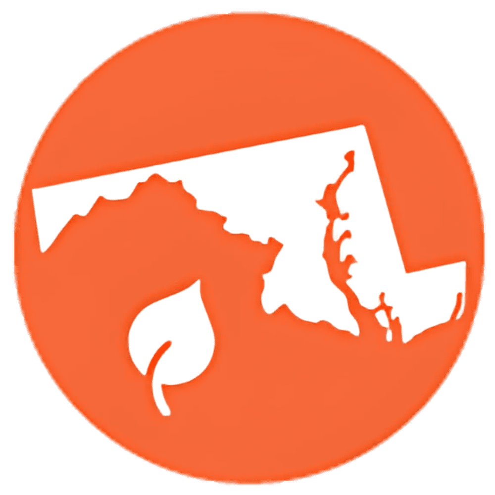 Maryland state inside a circle that is in the colors of District Energy