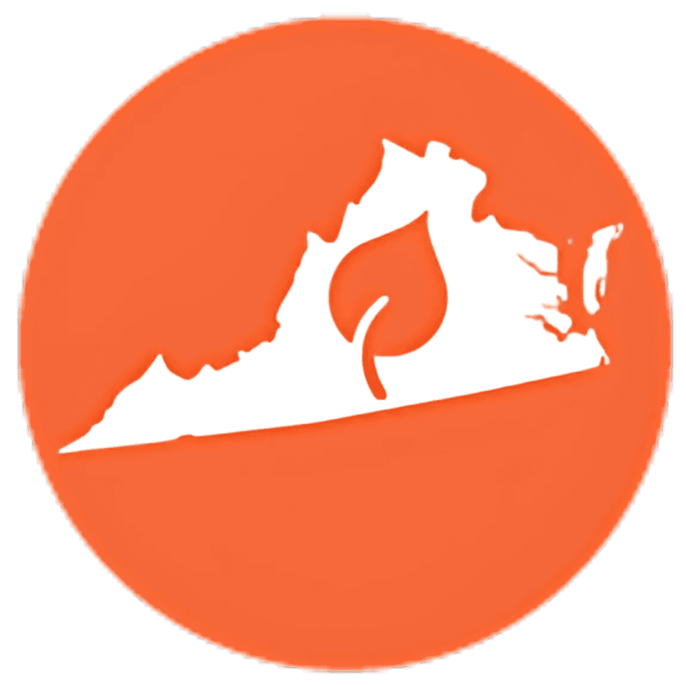 Virginia state inside a circle that is in the colors of District Energy