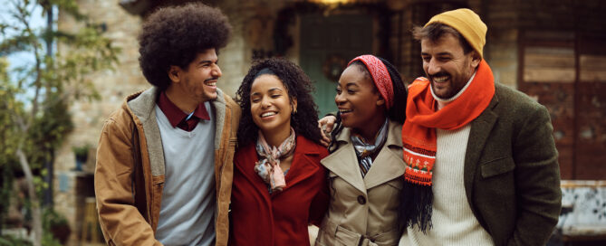 District Energy highlights seasonal solar benefits with friends enjoying time outdoors, symbolizing year-round energy savings, sustainability, and solar-powered living.